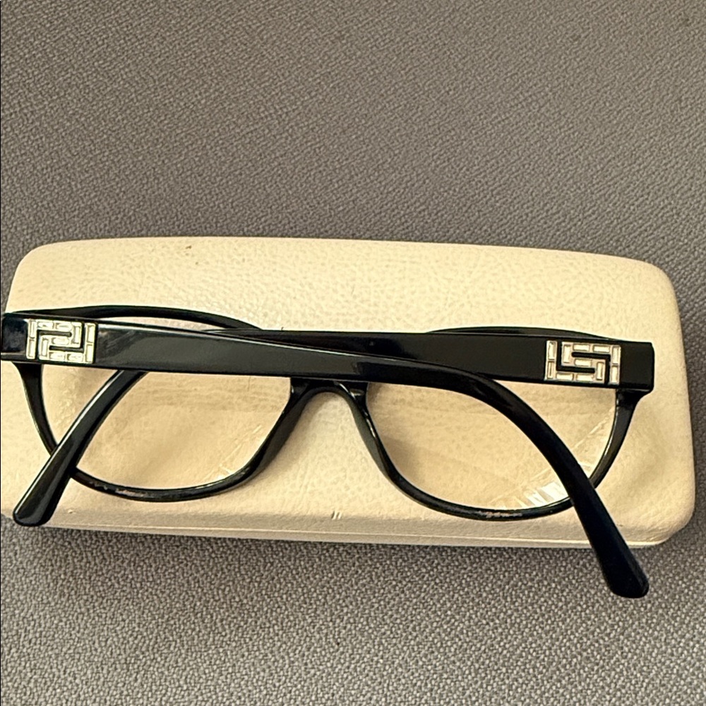 Versace Black Eye Glasses 🤓 made in Italy black frame with crystals on temples